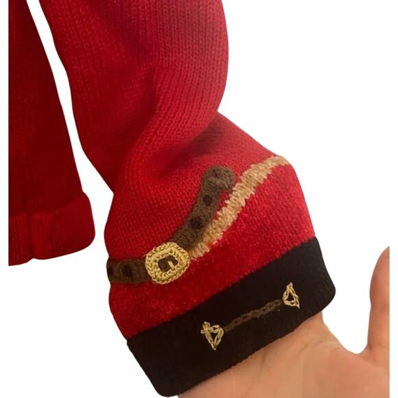 Berek Horse Cardigan Sweater Medium Red Black Trim Equestrian Western Y2K - Picture 4 of 5